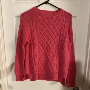Old Navy Sweater Women’s Size Medium Hot Pink Cable Knit Slit Side